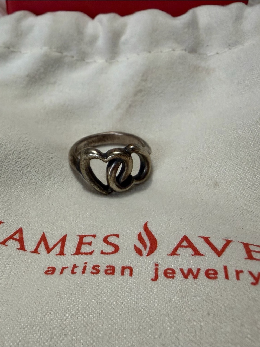 James Avery Silver Heart with Interlocking Knot Ring
